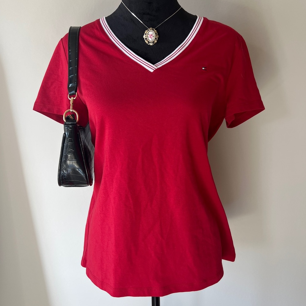 Tommy Hilfiger V-Neck Short Sleeve T-Shirt - Picture 4 of 8